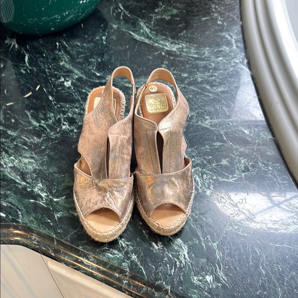 Kanna Gold Espadrilles with Ankle Strap